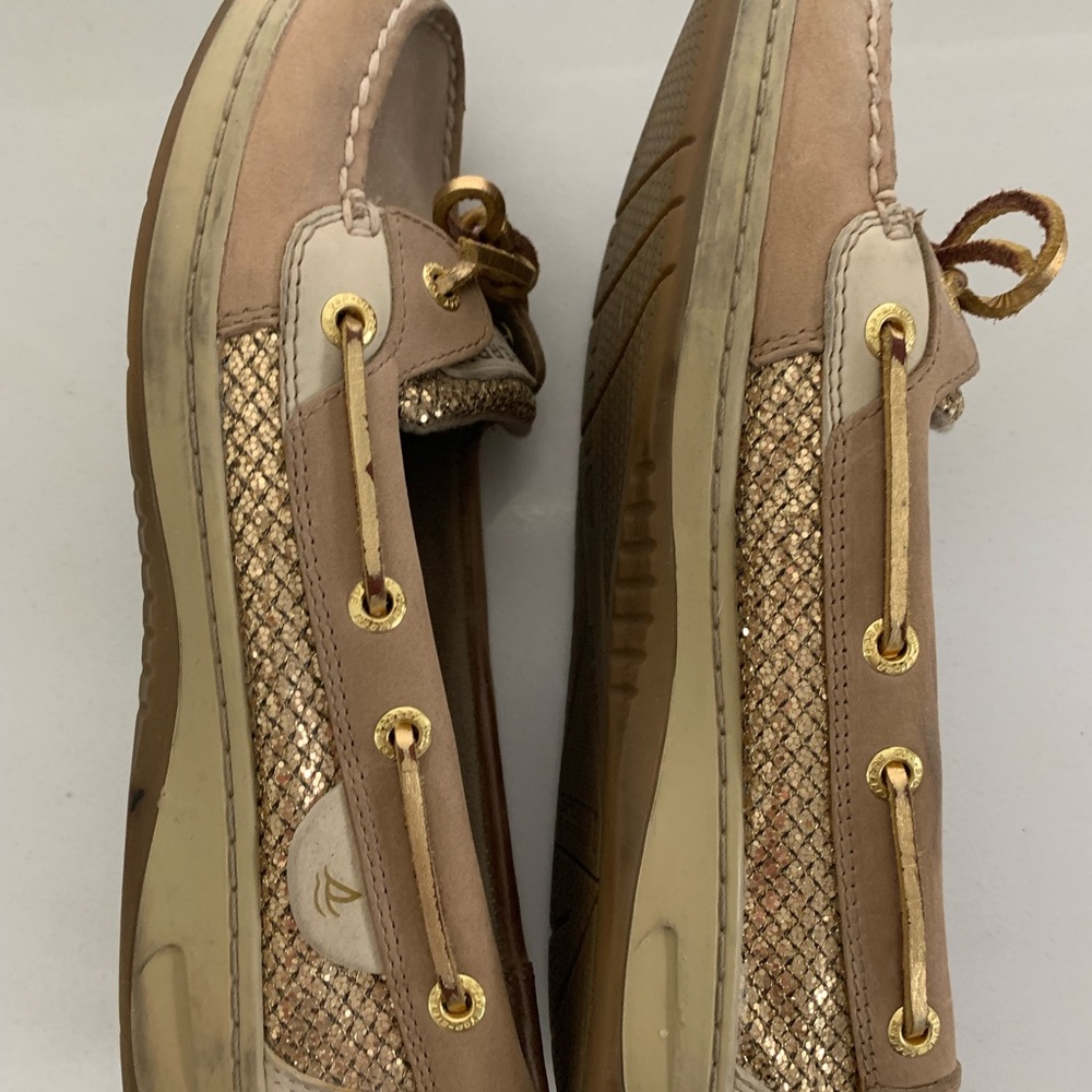 sperry gold glitter boat shoes